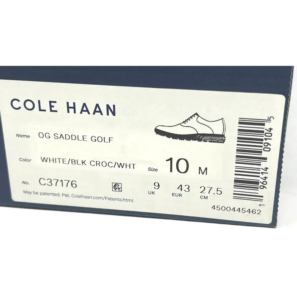 Cole Haan OG Original Grand Saddle Golf Shoe Sz 10 WHT BLCK C37176 Spikeless